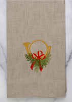 Holiday Horn With Bow Linen Towel | Flax