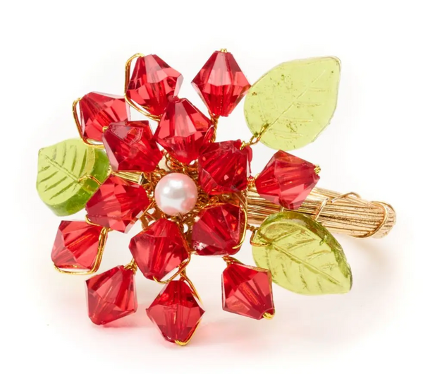 Glass Dahlia Napkin Ring | Red