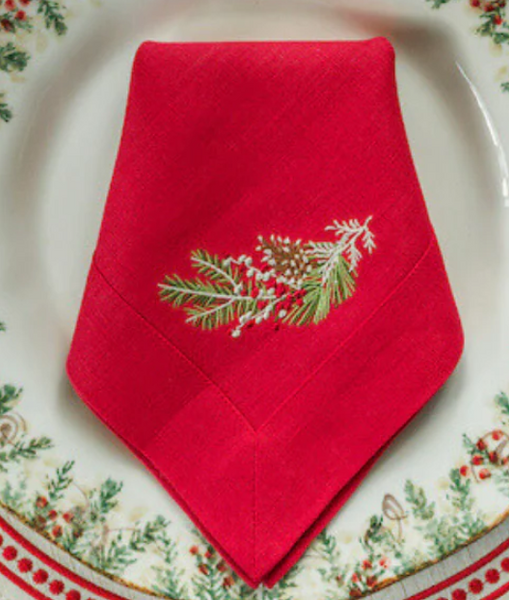 Natale Sprig Napkin | Red