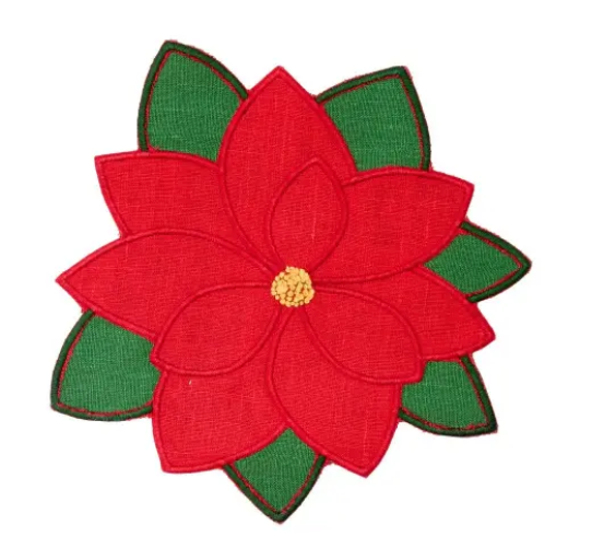 Vintage Poinsettia Coasters | Set 4
