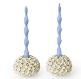 Hydrangea Candle Stick Pair | White