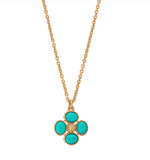 Berry Clover Double Sided Charm Necklace | Turquoise