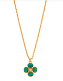 Berry Clover Double Sided Charm Necklace | Malachite