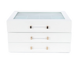 Kendall 3 Clear Lid Jewelry Box | White