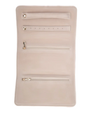 Leah Quilted Jewelry Roll | Light Grey