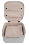 Leah Quilted Travel Jewelry Case | Light Grey