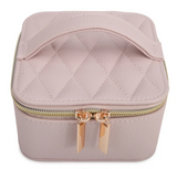 Leah Quilted Travel Jewelry Case | Pale Pink