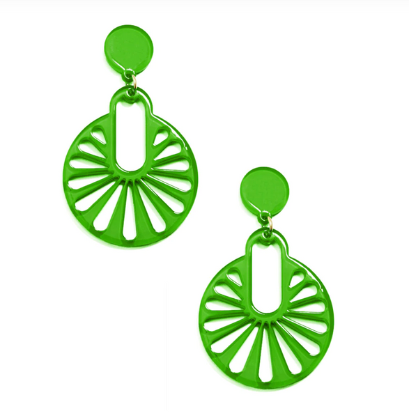 Cutout Disk Drop Earring | Green