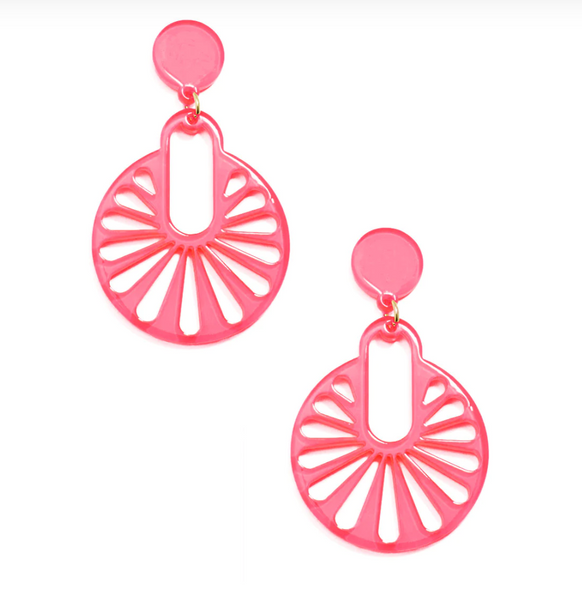 Cutout Disk Drop Earring | Neon Pink