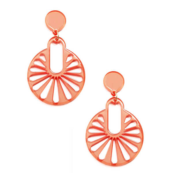 Cutout Disk Drop Earring | Coral