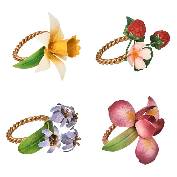 Meadow Walk Floral Napkin Ring Assorted Set/4 | Multi