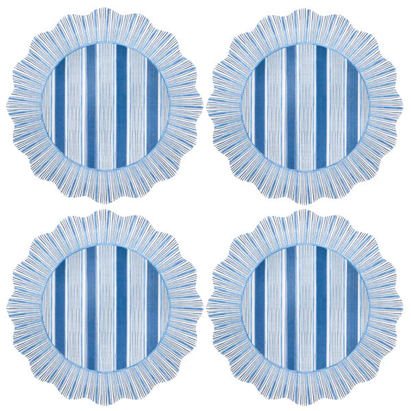 Cabana Stripe Melamine Dinner Plate Set/4 | Ocean