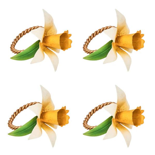 Meadow Walk Daffodil Napkin Ring, Set/4 | Yellow