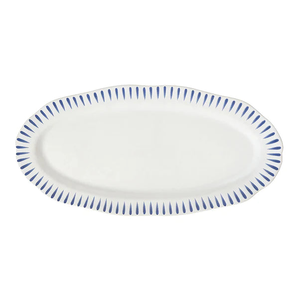 Sitio Stripe 15" Hostess Tray | Delft Blue