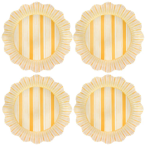 Cabana Stripe Melamine Dinner Plate Set/4 | Sunshine