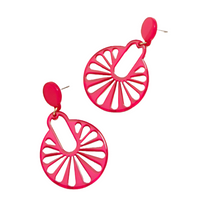 Cutout Disk Drop Earring | Hot Pink