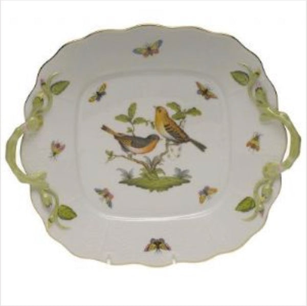 Rothschild Bird Square Cake Plate with Handles