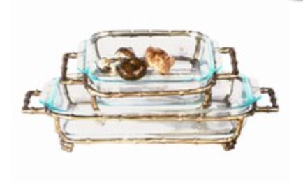 Bamboo Square Pyrex Holder | Gold