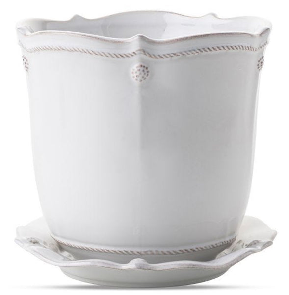 Berry & Thread Whitewash 7" Planter & Saucer