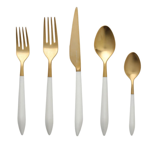 Ares Oro & White 5 Piece Placesetting