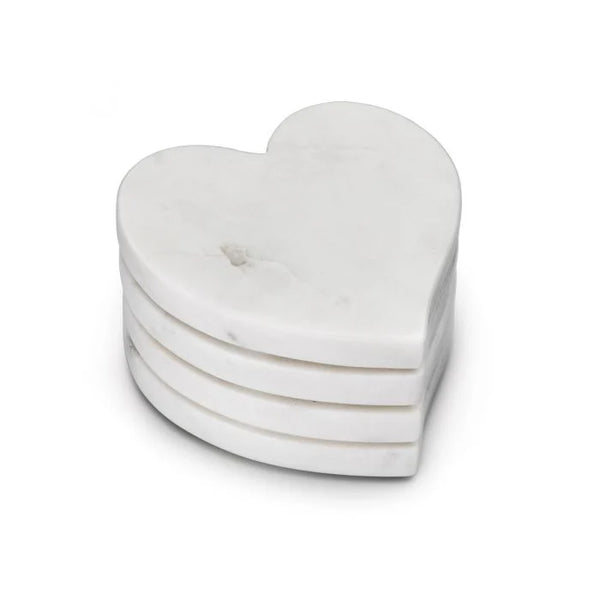 Marble Heart Coasters, Set of 4 | White