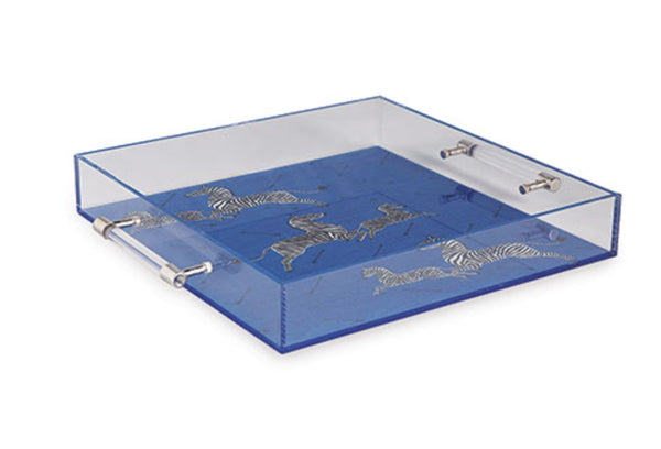 Zebra Lucite Tray | Blue