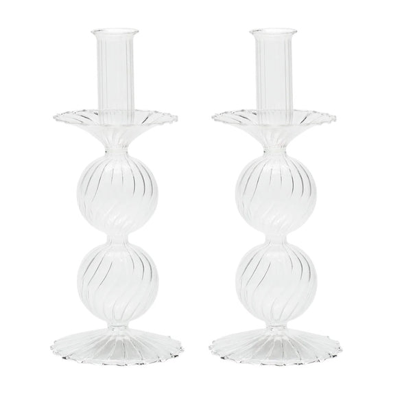 Bella Candlesticks Pair | Clear