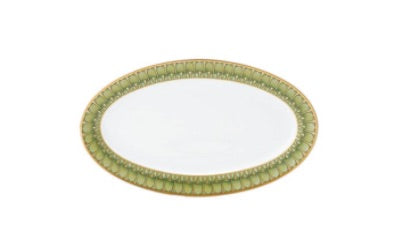 Arcades Sauce Boat Tray | Green & Gold