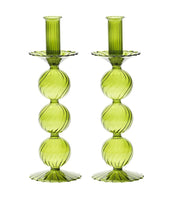 Iris Candlesticks Pair | Olive