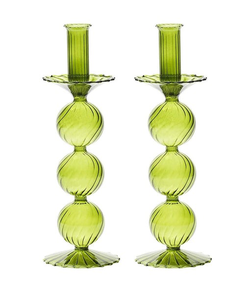 Iris Candlesticks Pair | Olive