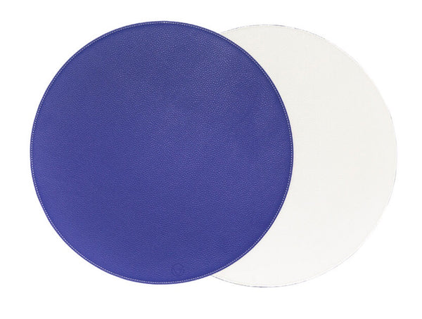 Faux Leather Reversible Placemat | Blue White