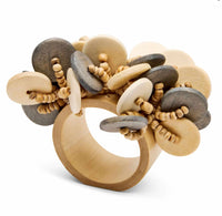 Wood Coin Beads Napkin Ring | Grey