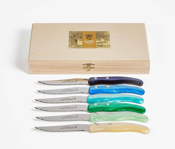 Laguiole Bird Steak Knives with Olive Wood and Acrylic Handle