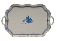 Chinese Bouquet Rectangular Tray Branch Handle | Blue