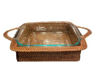 Rattan Baking Dish w/ Pyrex | Square 8"