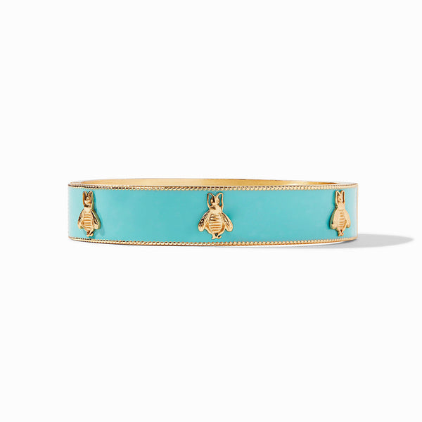 Bee Hinge Bangle | Bahamian Blue Enamel