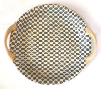 9" Veg Bowl With Handles | Dot Charcoal