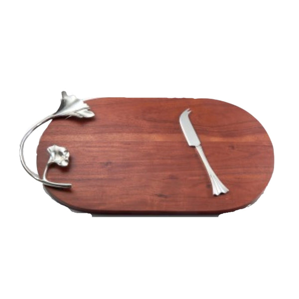 Ginkgo Oval Wood Tray w/ Knife