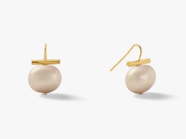 Pebble Pearl Earring | Taupe | Medium