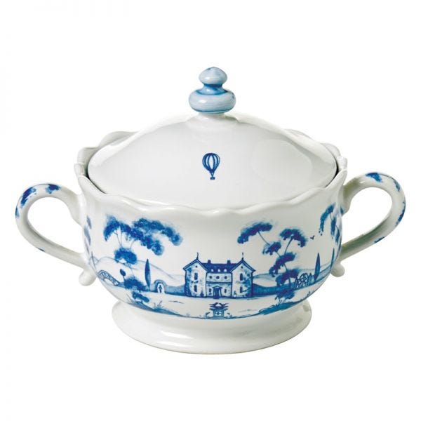Country Estate Delft Blue Lidded Sugar Bowl