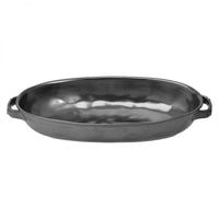 Pewter Stoneware Large Shallow Baking Dish